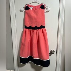 Bonnie Jean Girls Size 14 Coral and Navy Sleeveless Scalloped Dress